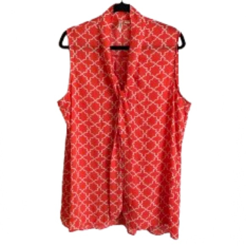 Tacera Red Sleeveless Geometric Print Camisole - Size XL
